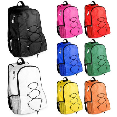 Rucsac cu buzunare laterale din plasa si iesire audio - V8462 rucsaci promotionali colorati V8462 cu buzunare laterale si iesire audio