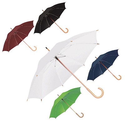 Umbrela automata cu maner curb din lemn si deschidere de 104 cm - 14501 umbrele promotionale automate cu maner curb din lemn 14501
