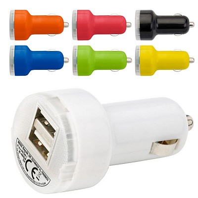 Incarcator auto cu 2 porturi USB - V3431 incarcatoare USB auto colorate V3431