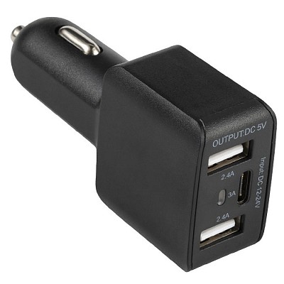 Incarcator auto cu 2 porturi USB si 1 port USB tip C - V3941 incarcatoare auto cu 2 porturi USB V3941