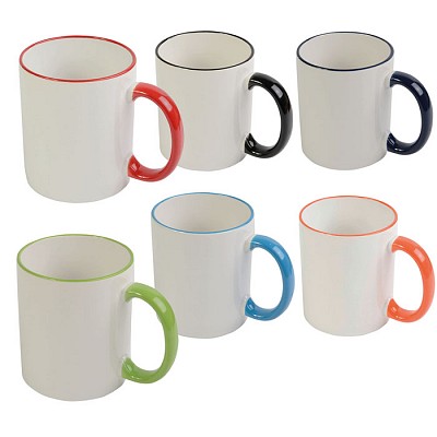 Cana din ceramica cu maner rotund si design clasic - 16432S cani albe ceramice cu maner colorat 16432S