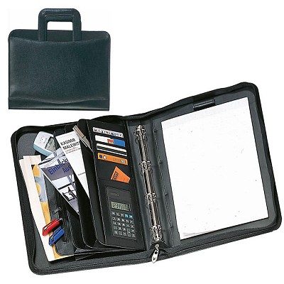 Mapa de conferinta cu patru inele metalice si calculator - 03040 mape promotionale multicompartimentate 03040