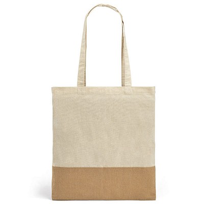 Sacosa din bumbac cu baza din iuta si manere lungi - 92882 sacose promotionale din bumbac si iuta cu manere lungi 92882
