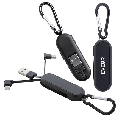 Incarcator USB cu carabina si carcasa luminata LED pentru inscripionare - AP721403 seturi de 3 cabluri USB pentru incarcare AP721403