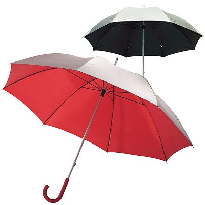 Umbrela cu interior colorat si exterior gri cu 8 panele din poliester - 0104112 umbrele promotionale bicolore cu maner curb 0104112
