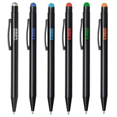 Pix din aluminiu cu touch pen si strat lucios pentru gravura - 1101761 pixuri negre cu strat colorat pentru gravura 1101761