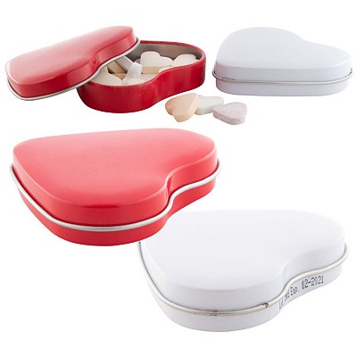 Cutie cu forma de inima cu dropsuri mentolate - AP896007 cutii metalice cu forma de inima si dropsuri mentolate AP896007