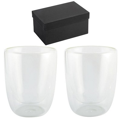 Set cu 2 pahare transparente de 300 ml din sticla - 0304252 seturi de pahare din sticla in cutie de cadou 0304252