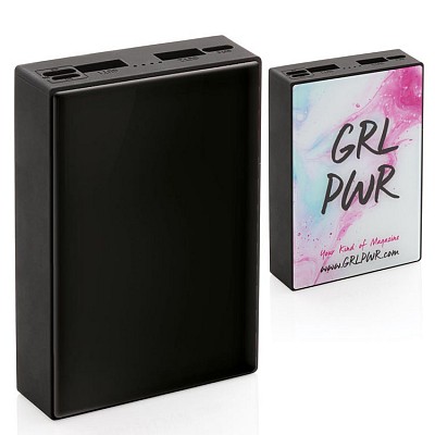 Powerbank wireless cu suprafata din sticla temperata imprimabila - P322091 powerbank uri promotionale cu suprafata din sticla P322091