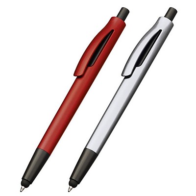 Pix colorat din plastic cu varf touch pen si clips curbat - 0076 pixuri promotionale cu varf touch pen 0076