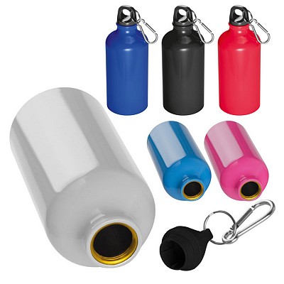 Bidon metalic colorat cu capacitate de 500 ml si capac cu carabina - 0195 bidoane metalice colorate cu carabina 0195