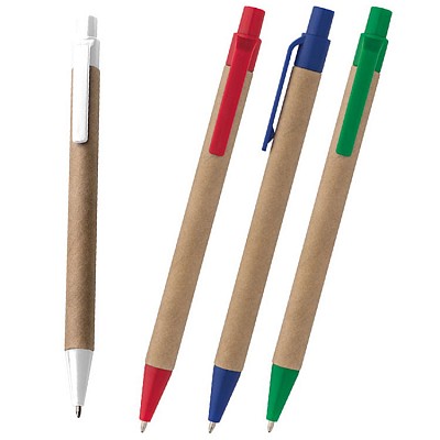 Pix din carton reciclat cu accesorii colorate - 0397 pixuri ecologice cu accesorii colorate 0397