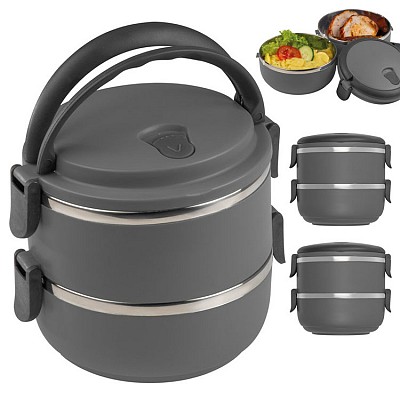 Caserola metalica cu 2 compartimente si maner pliabil - 0931 caserole metalice cu 2 compartimente si maner 0931