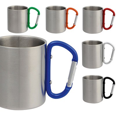 Cana argintie din otel inoxidabil cu carabina metalica - 0603142 cani metalice cu carabina colorata 0603142