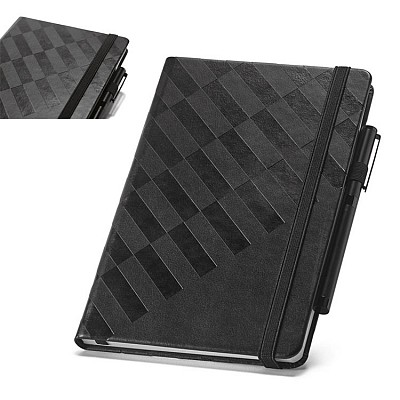 Carnetel A5 cu design modern cu model geometric- 93596 carnetele A5 promotionale cu coperti negre 93596
