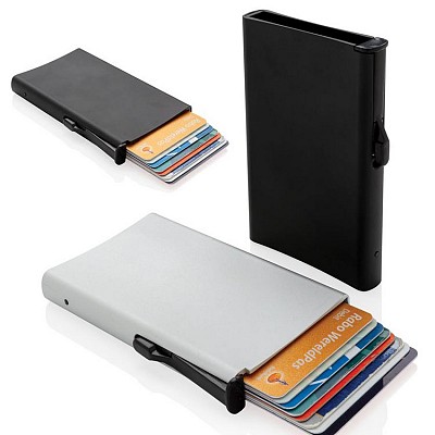 Portcard din aluminiu cu glisor lateral si protectie RFID - P820041 portcard uri metalice cu protectie RFID P820041