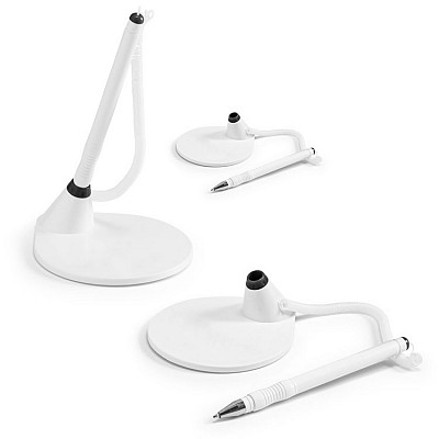 Pix alb din plastic cu stand rotund adeziv - 81150 81150 pixuri din plastic cu stand adeziv
