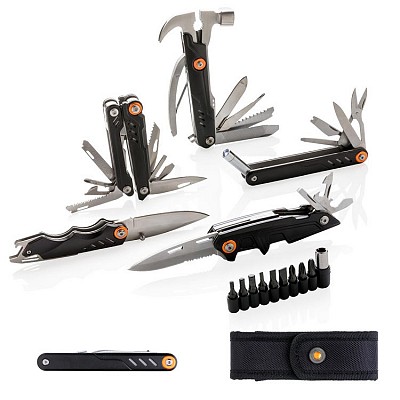 Briceag multifunctional cu accesorii pliabile si lanterna - P221441 briceaguri de buzunar cu ciocan si alte accesorii pliabile P221441