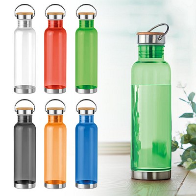 Bidon din tritan cu capacitate de 800 ml si capac din lemn de bambus cu maner - MO9850 bidoane transparente din tritan MO9850