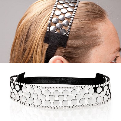 Bentita cu elastic si aplicatii argintii - AP791649 coronite argintii cu banda elastica AP791649
