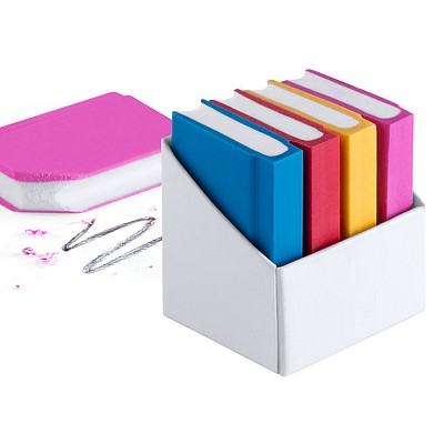 Set de 4 radiere colorate cu forma de carte - AP781042 seturi de 4 radiere colorate cu forma de carte AP781042