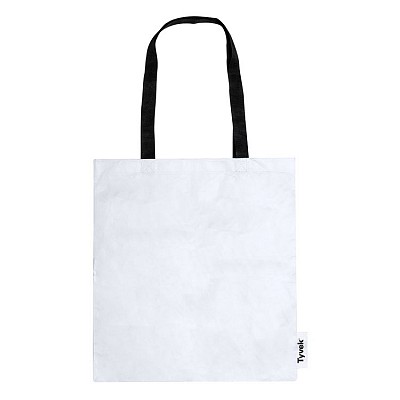 Sacosa alba reciclabila de cumparaturi cu manere lungi negre - AP721623 sacosa alba reciclabina cu manare lungi negre AP721623