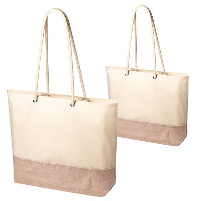 Sacosa de plaja din bumbac cu baza din iuta - AP721609 sacose de plaja din bumbac cu baza din iuta si manere lungi AP721609