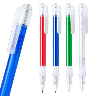 Pix semitransparent din plastic cu grip cauciucat - AP781641 pixuri semitransparente cu grip cauciucat si agatatoare lata AP781641