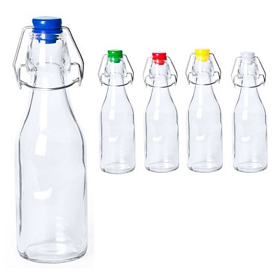 Sticla transparenta de 260 ml cu capac colorat si mecanism de blocare - AP781624 sticle promotionale cu capac colorat cu mecanism de blocare AP781624