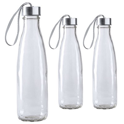 Bidon din sticla transparenta cu capacitate de 580 ml - AP721705 bidoane sport din sticla transparenta cu capac metalic AP721705