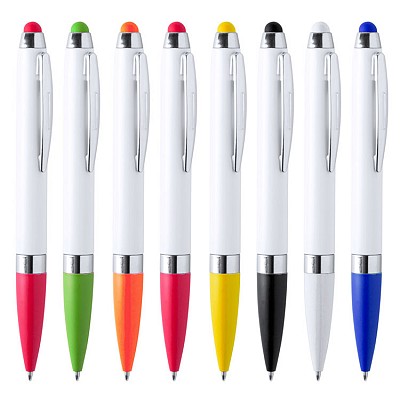 Pix alb din plastic cu varf colorat si touch pen - AP721244 pixuri albe din plastic cu touch pen si varf colorat AP721244