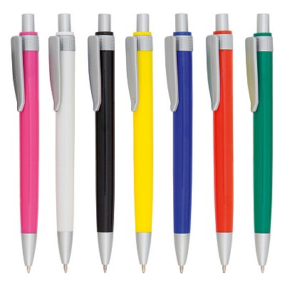 Pix din plastic cu elemente argintii si corp colorat - AP791944 pixuri din plastic cu elemente argintii AP791944