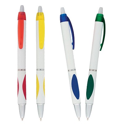 Pix din plastic cu grip colorat si agatatoare curbata - AP761231 pixuri promotionale cu grip colorat AP761231