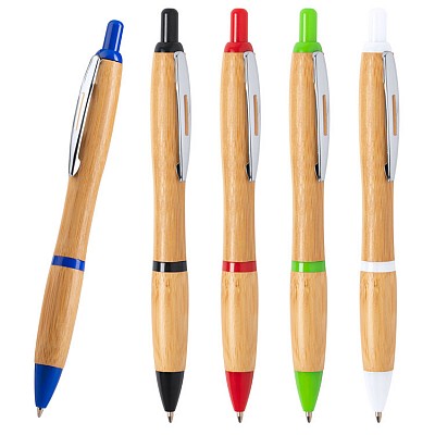 Pix din lemn de bambus cu accesorii colorate - AP721603 pixuri din bambus cu elemente colorate din plastic AP721603