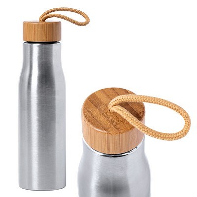 Bidon sport cu capac cu snur si capacitate de 600 ml - AP721946 bidoane metalice cu dop din bambus AP721946