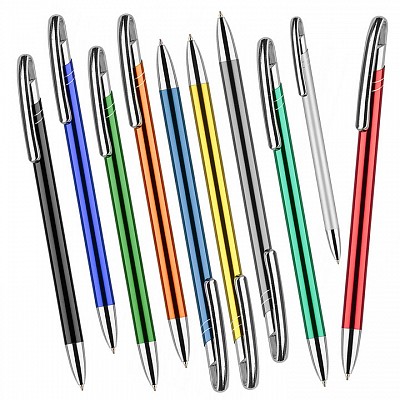 Pix metalic cu corp colorat si pasta de scris albastra - 19620 pixuri metalice cu corp colorat 19620