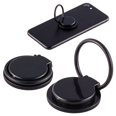 Suport din plastic cu forma rotunda pentru telefon - R64307 suporturi negre de telefon cu inel pliabil R64307