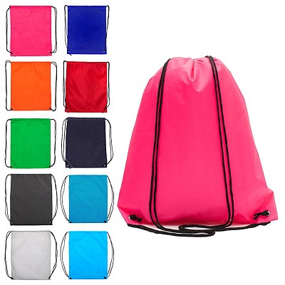 Rucsac colorat din poliester cu snururi negre - R08695 rucsaci promotionali colorati cu snururi negre R08695