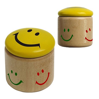 Ascutitoare rotunda din lemn cu capac cu smile faces - R74010 ascutitori rotunde cu capac R74010