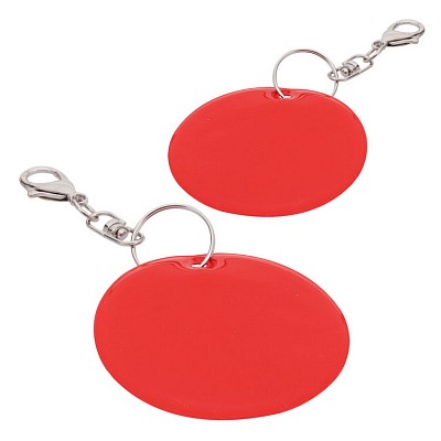 Breloc rosu reflectorizant cu forma rotunda - R73251 brelocuri rosii reflectorizante cu carabina R73251
