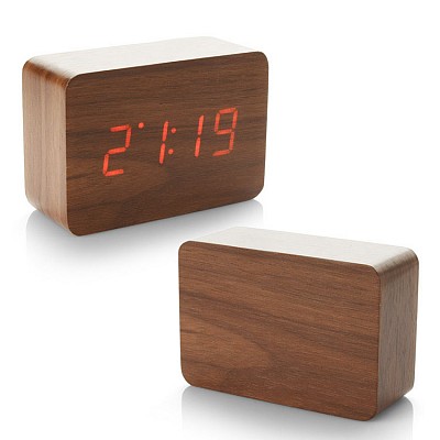 Ceas de birou din lemn si plastic cu calendar si termometru - 03079 ceasuri de birou cu termometru si calendar 03079