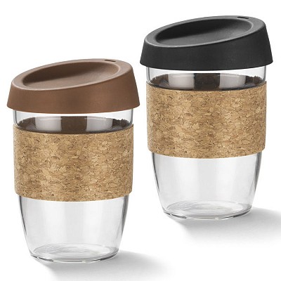 Pahar din sticla cu manson din pluta si capac - 16009 pahare din sticla cu manson din pluta si capac 16009