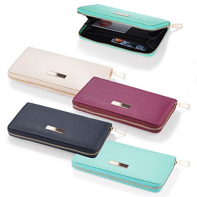 Portofel dreptunghiular pentru dame din piele ecologica cu fermoar - 01025 portofele promotionale din piele ecologica pentru dame 01025