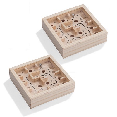 Joc de labirint din lemn cu capac transparent din plexiglas - 21022 jocuri cu labirint din lemn cu bila metalica 21022