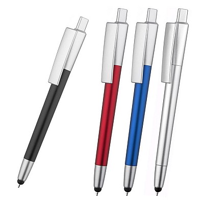 Pix din plastic cu agatatoare lata si varf touch-pen - 19629 pixuri din plastic cu varf touch pen si agatatoare lata 19629