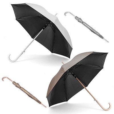 Umbrela promotionala cu maner curb si aspect metalizat - 37045 umbrele automate cu maner curb si aspect metalizat 37045