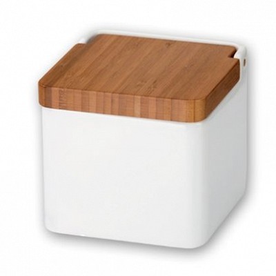 Cos de gunoi din ceramica cu capac din lemn de bambus - 81211 81211 Cosuri de gunoi din ceramica