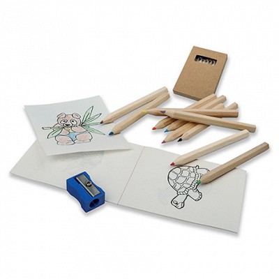 Set de creioane colorate cu 20 de pagini pentru desen - 11274 11274 seturi de desen pentru copii cu 10 creioane de colorat si 20 de planse cu desene