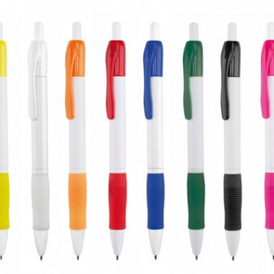 Pix din plastic cu agatatoare colorata - AP741124 AP741124 pixuri promotionale bicolore din plastic