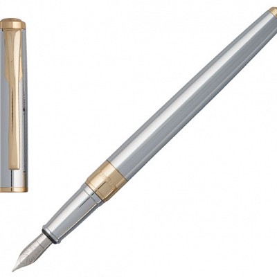 Stilou Ungaro cu corp argintiu si finisari aurii - Castello USN3962 USN3962 stilouri metalice de lux Ungaro Castello